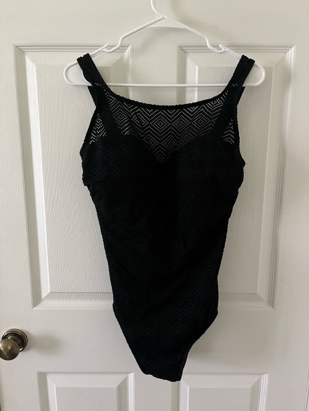 INC International Concepts Black Lace Textured One-Piece Swimsuit
